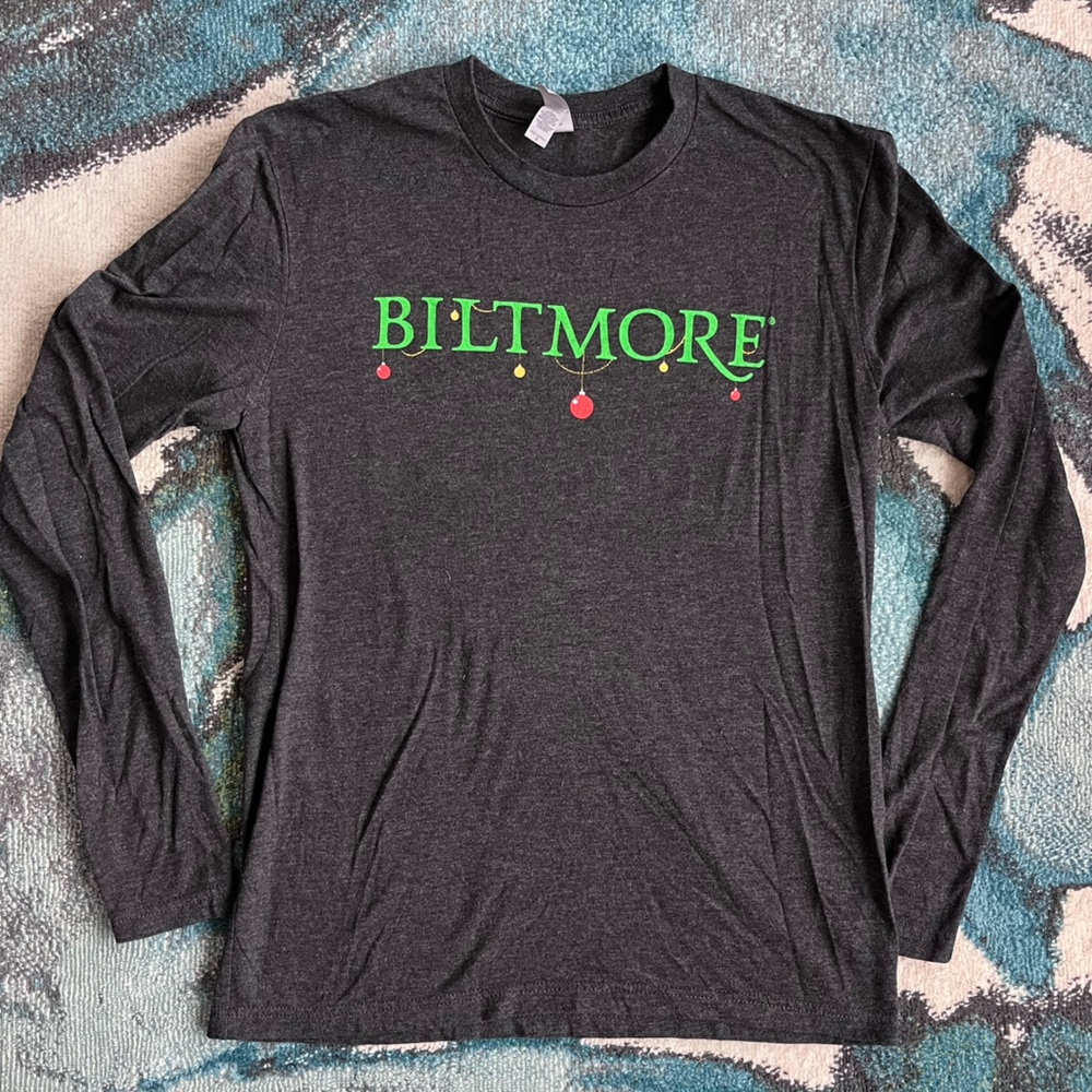 Next Level Asheville NC Biltmore House Christmas Long slv T shirt Unisex Size S